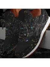 Zapatillas deportivas con lentejuelas y punta redonda con purpurina